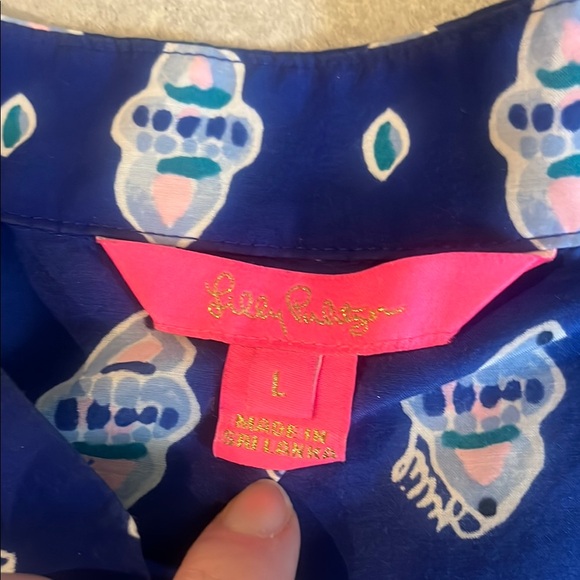 Lilly Pulitzer Blue and White Boho Blouse - Picture 3 of 5